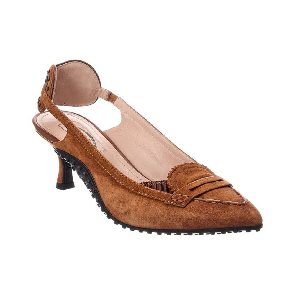 Tod’S Gomma Suede Slingback Pump, Brown